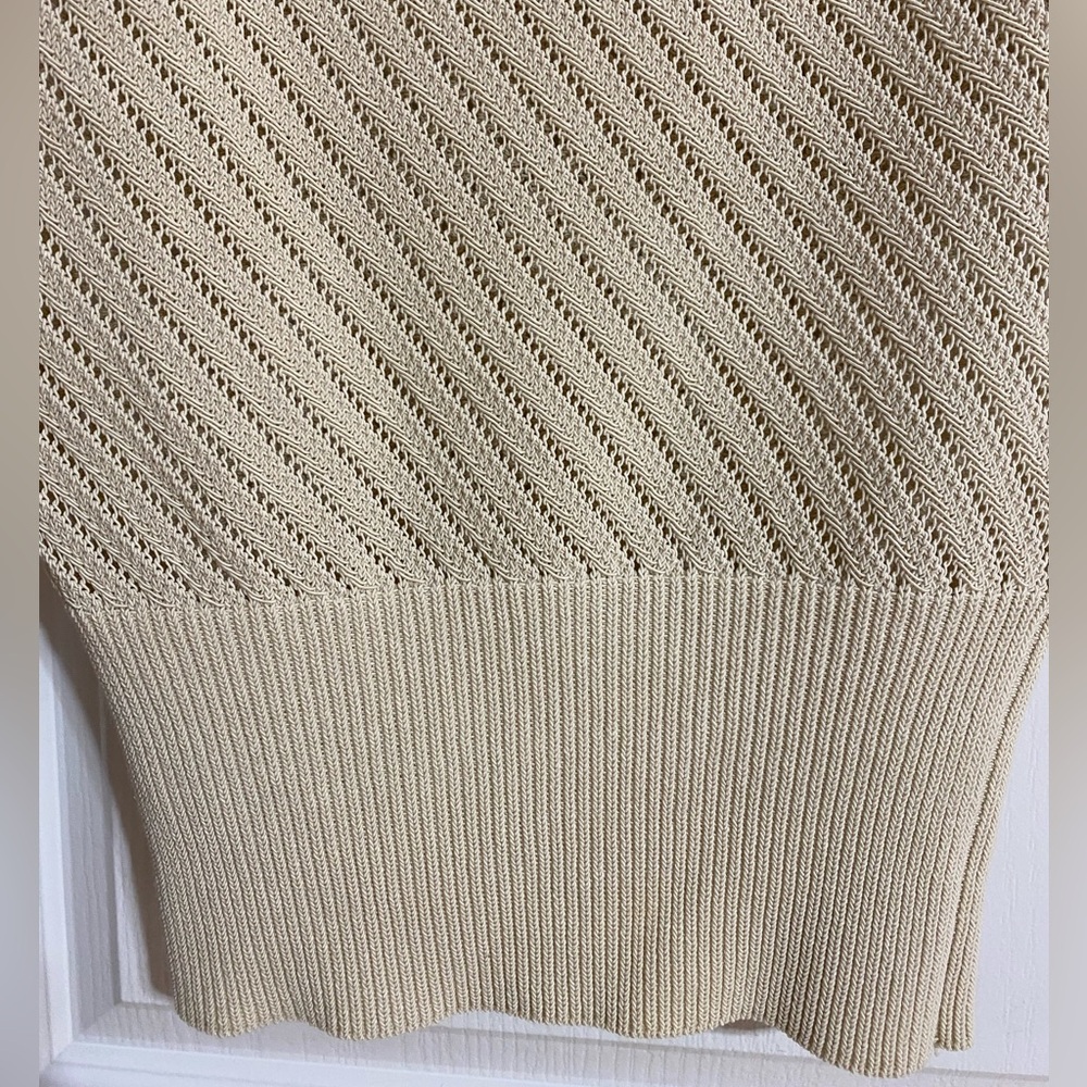 Zara Knit Top Sleeveless Boat Beaded Neckline Cream Size M - Picture 7 of 10